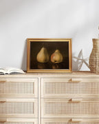 HUARCEY Gold Framed Vintage Wall Art for Living Room, Pear Fruits Painting Prints Shelf Decor for Kitchen, Aesthetic Bedroom Wall Art Decor, Christmas Gift for Friends or Family (Two Pears 12"x16")