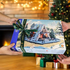 Art Log House Building Block Set With LED Lights, 2159 Pieces Christmas Toy Set, Scene With Santa Claus, Tree, Deer, for Adults, Boys and Girls