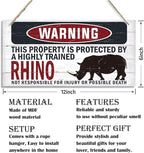 Warning Sign, Bhino Warning Wood Plaque Sign, Funny Door Signs, Decorative Wood Hanging Suspension Plaque, Farmhouse Wooden Wall Decor, Outdoor Hanging Wooden Signs
