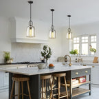 Crystal Black Pendant Light Fixtures, Modern 8inch Pendant Lights Kitchen Island, Island Lights for Kitchen,Crystal and Black Pendant Light, Indoor Pendant Lighting,E12 Bulb Included