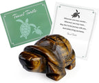 QINJIEJIE Travel Turtle Figurines for Travelers Best Travel Gifts for Women Men Tiger Eye Crystal Healing Crystals Sea Turtle Lovers Office Desk Decor Good Luck Gifts for Traveling Abroad