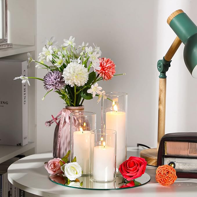 24 Pcs Glass Cylinder Vases Clear Flowers Vase Decorative Floating Candles Holders Table Centerpieces for Wedding Party Event Home Office Decor (Clear,3.4'' X 6'', 3.4'' X 8'', 3.4'' X 10'')