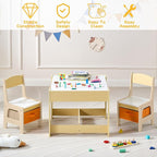 Kids Table and Chair Set, 3 in 1 Wooden Activity Table with Detachable Tabletop, Toddler Table and Chair Set with Storage Drawer, Kids Play Table for Children Art, Craft, Eating, Learning