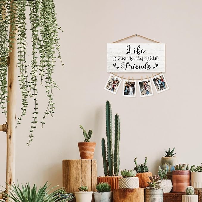 Friends Gifts Picture Frame Photo Holder for Wall, Gifts for Friends Female Coworker Sister BFF Bestie, Friends Going Away Friendship Gifts for Men Women, Big Brother Gift Hanging Photo Display