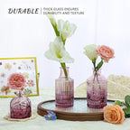 12pcs Glass Bud Vase Set, Small Purple Flower Vases for Centerpieces in Bulk, Mini Vintage Vase for Wedding, Home,Table Decoration