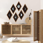 Sintuff 6 Pieces Halloween Gothic Wall Decor Boho Sun Moon Phases Wall Art Gothic Minimalist Stars Sun Hanging Wooden Home Decor Farmhouse Pediments for Gallery Living Bedroom Room(Moon)