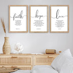 FZMHASLWW Faith Hope Love Sign Wall Decor 24"×16" Set of 3 Bible Verse Christian Scripture Wooden Framed Wall Hanging Art (Wood)