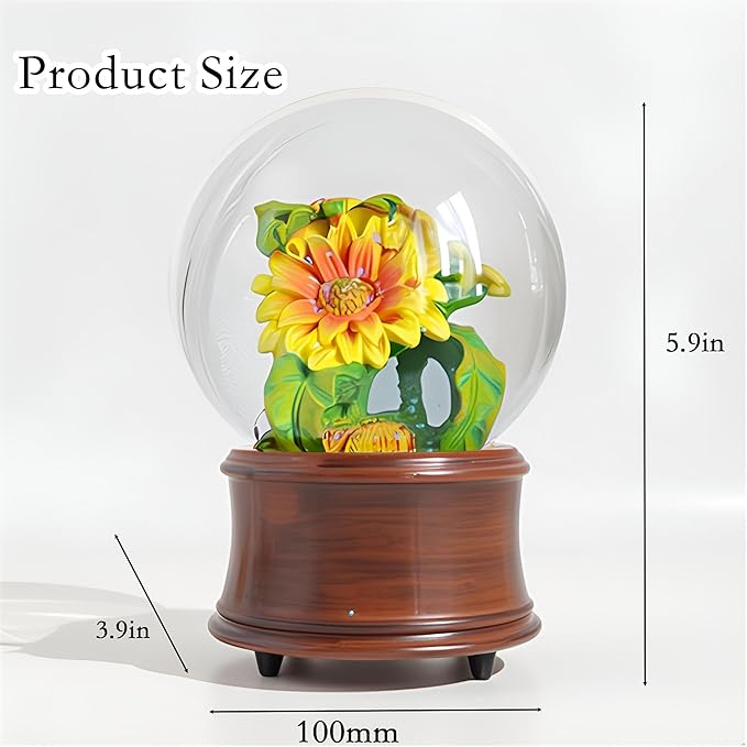 Fall Autumn Decor Sunflower Snow Globe Musical, Sunflower Themed Gifts, Indoor Farmhouse Fall Decorations, Thanksgiving Gift Ideas.