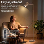 Arc Floor Lamp for Living Room with Timer, Stepless Dimmable,Height Adjustable Modern Reading Standing Lamps for Living Room,Reading Room,Office,LED Bulb Included (Brown-DM)