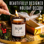 Balsam Candle, Christmas Candles Scented - 'Balsam + Cedar' Soy Candle, w/Balsam Fir, Cedar & Citrus - Infused with Essential Oils I Balsam Fir Candles I 9oz, 50Hr, Made in USA