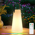 Portable Outdoor Table Lamp, Cordless Rechargeable Outdoor Table Lanterns RGB LED Lights with Remote, IP44 Water-Resistant Battery Operated Hanging Lamp for Patio Garden Camping Dining Room