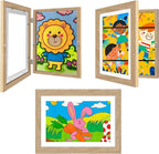 3 Pack Kids Artwork Frames 10x12.5 Inch Changeable Kids Art Frame with Front Opening for Art Display, Horizontally Vertically Wall Mount for Kids Drawing & School Projects (Wood)