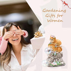 Solar Cat Garden Statue Resin Cat Statue Decor Outdoor with LED Lights for Outside Yard Art Lawn Ornaments Patio, Cat Lovers Gifts