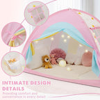 Twin Bed Tent for Kids, Twin Size Bed Canopy with Star Lights, Privacy Space Blackout Sleeping Tents, Indoor Breathable Portable Bunk Bed Tent for Girls, Rainbow
