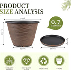 4 Pack 8 inch Plant Pot, Plastic Pots for Plants Indoor, Round Planters for Outdoor Plants with Drainage Holes & Trays, Decorative Flower Pots Garden Containers Sets for Houseplants (Black Copper)