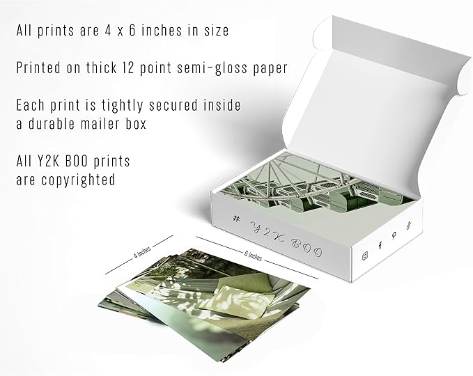 Y2K BOO Sage Green Aesthetic Wall Collage Kit – 50 Soft & Serene Photos, 4"x6" Semi-Gloss Prints for Teen Girls Dorm Room Decor, Calm Sage Green Moments, Ideal Gift for Birthday & Graduation