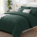 CozyLux Full Size Comforter Sets Forest Green, 7 Pieces Bed in a Bag, Green Comforter Full Size, All Season Bedding Sets with Stitch Quilted Comforter, Flat Sheet, Fitted Sheet, Pillowcases