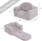 Welnow 2-in-1 Kids Sofa Chair, Convertible Toddler Chair Flip Out Children Sofa Chair with Wave Armrests Folding Kids Play Sofa with Side Pockets & Removable Cover Armchair for Girl or Boy