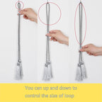 Silver Curtain Tiebacks with Tassel,Modern Rope Window Curtain Ties Backs for Draperies, Outdoor Elegant Decorative Curtain Holdbacks