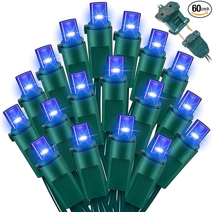 60 Count Blue - String Lights - LED Christmas Lights, Mini led Lights for Indoor Outdoor Home Holiday Party Wedding Independence Day Decoration