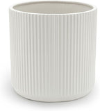 Amazon Basics Fluted Ceramic Round Planter, 10 in, White