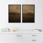 SIGNFORD Framed Canvas Print Wall Art Set Serene Misty Mountains Illustrations Modern Art Decorative for Living Room, Bedroom, Office - 24"x36"x2 Black