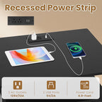 27 Inch Wide Night Stand with Charging Station, Wood Nightstand with Open Shelf, Large Drawer Bedside Table for Living Room/Bedroom/Office (Black)