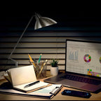 Desk Lamp Modern Industrial 100% Metal Table Lamp 22", Soft White Light (3000K) with Adjustable Switch, Ideal for Office Bedroom Study Room Living Room Nightstand Bedside Lamps Nickel