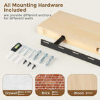 Marsmiles Natural Wood Floating Shelves for Wall - Small Wood Floating Shelves Set of 2-16 Inch Wide x 7.7 Inch Deep x 1.6 Inch Thick Wooden Shelves for Room Wall