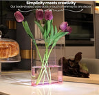 Book Vase for Flowers Home Décor,Artistic and Cultural Flavor Decorative Acrylic Clear Vase for Home and Office,Creative Gifts for Book Lovers (Pink)