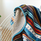 UKELER Boho Sherpa Throw 60'' x 50''- Bohemian Soft Plush Flannel Throw Blankets for Bed/Couch/Sofa/Office/Camping