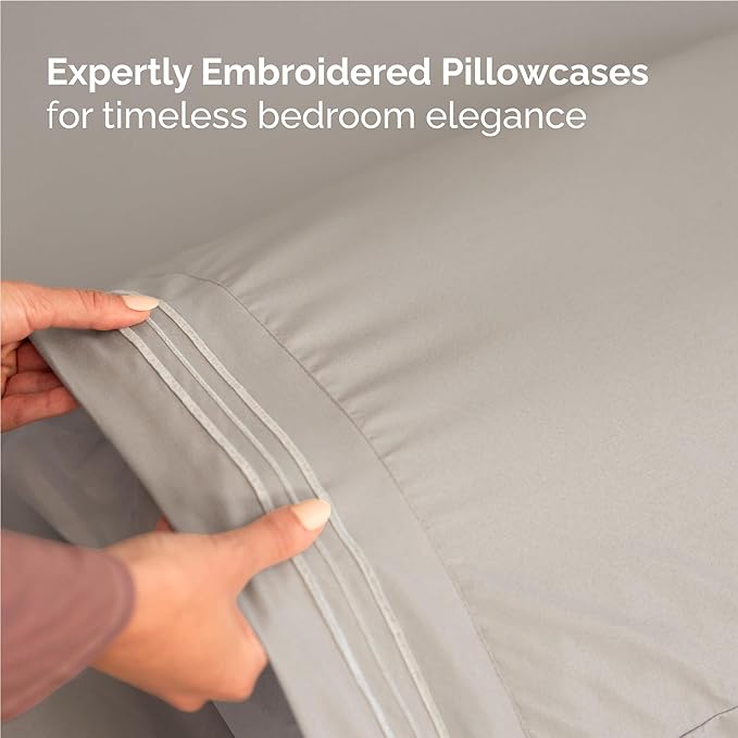 Twin XL Size 3 Piece Sheet Set - Comfy Breathable & Cooling Bed Sheets Set - Hotel Luxury Bedding for Women, Men, Kids, Teens, Boys & Girls - Deep Pockets, Soft, Wrinkle Free - Oeko-Tex - Light Grey