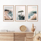 Celestdeco Amalfi Coastal Seascape Framed Canvas Wall Art Set, Summer Ocean Wall Decor, Southwestern Beach Wall Painting, Ocean Seascape Art Prints for Living Room, Bedroom, Dining Room - 24"x36"x3