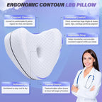 SAHEYER Knee Pillow for Side Sleepers, Momory Foam Leg Pillow for Side Sleeping, Heart Shape Leg Elevation Pillow, Washable Cover Knee Support Pillow for Spine Alignment, Sciatica Relief, Post Injury