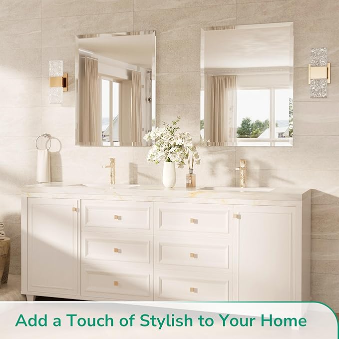 TokeShimi 48x30 Frameless Bathroom Mirror Rectangle, Tempered Beveled Mirror for Bathroom Vanity with 1" Beveled Edge, Shatterproof Modern Wall Mirrored for Living Room, Entryway, Restroom