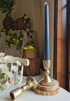 Antique Brass Iron Taper Candle Holders - Candlestick Holder for Weddings, Dining, and Parties, Candle Stand Set of 2