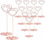 12pcs Table Number Holders Metal, 3.35 inch Place Card Stands for Wedding Centerpieces, Birthday Party - Table Card & Photo Picture Holders (Rose Gold-Heart Shaped)
