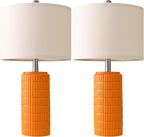 PoKat 23" Orange Table Lamps Decor for Living Room Set of 2, Modern Living Room Lamps for End Table, Ceramic Table Lamps for Bedroom, Contemporary Nightstand Lamps for Home Bedroom Decor