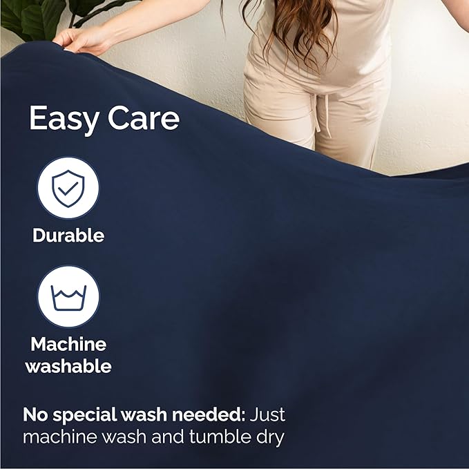 Cal King Sheets Set 6 Piece - Includes 4 Pillowcases - Bed Sheets Cal King Size - Soft Hotel Luxury Bedding - Cooling, Comfy & Breathable - 1 Flat, 1 Fitted & 4 Pillowcases w/ Deep Pockets - Navy Blue