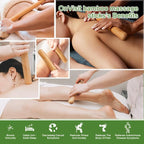 3PCS 100% Natural Solid Bamboo Massage Sticks,GuaSha Bamboo Massage Rollers for Back,Legs,Full Body,Deeply Deep Tissue Massage,Muscle Relax,Body Shaping,Portable Therapy Set(with Storage Bag)