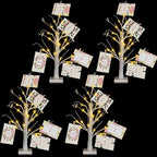 Retisee 4 Pieces Money Tree Gift Card Holder with 12 Clips & 24 LED Lighted Tips 23" White Birch Money Tree for Cash Memo Photo Picture Tabletop Display Christmas Birthday Party Wedding Gifts