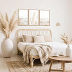 HPNIUB Modern Beach Artwork Seascape Wall Art, Seaside Framed Painting Reed Pathway Picture, Minimalist Neutral Coastal Landscape Wall Decor for Living Room,Bathroom -24'' x36'' x3