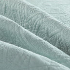 Calla Angel Sage Garden Luxury Pure Cotton Quilt, King, Light Aqua