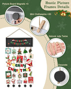 Bikoney Picture Frames Collage Wall Decor Photo Hanging Display Picture Board Wood Rustic Frames for Home Dorm Room Decor with Blackboard and 30 Clips Vintage Black