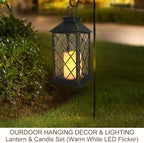 Bright Zeal 13.5" Outdoor Candle Lantern Decorative with LED Pillar Candle Battery Powered (Distressed Gold, 6hr Timer) - IP44 Waterproof Decorative Tabletop Lanterns Hanging Lanterns Indoor Outdoor