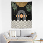 Abstract Boho Tapestry, Mid Century Tropical Tree Leaves Modern Geometric Arch Bohemian Botanical Tapestry, Home Aesthetic Wall Hanging Art Decor for Living Room Bedroom Dormitory 50x60 Inch