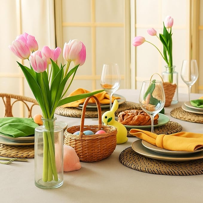 Honeydak Set of 24 Plastic Bud Vases, Vintage Decorative Mini Flower Vases Bulk for Table Centerpieces, Wedding Reception, Home Decor, Housewarming Gifts(Smooth)