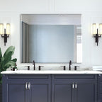 Mirrorons Beveled Mirror, Wall Mirror 40" x 32", Frameless Rectangle Bathroom Mirror with Beveled Edge, Hangs Horizontally or Vertically. Rounded Corner Tempered