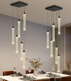 Modern Crystal Pendants Lighting Mini Chandelier for Kitchen Island LED Dimmable Ceiling Handing Lighting Adjustable Flush Mount Ceiling Light for Dining Room Hallway