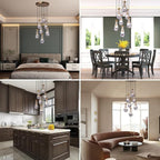 Brass Raindrop 7 Light Dining Room Pendant Light, Large Chandelier Adjustable Hanging Line, Living Room Pendant Light, Foyer Chandelier, Stairwell Pendant Lights, Bedroom